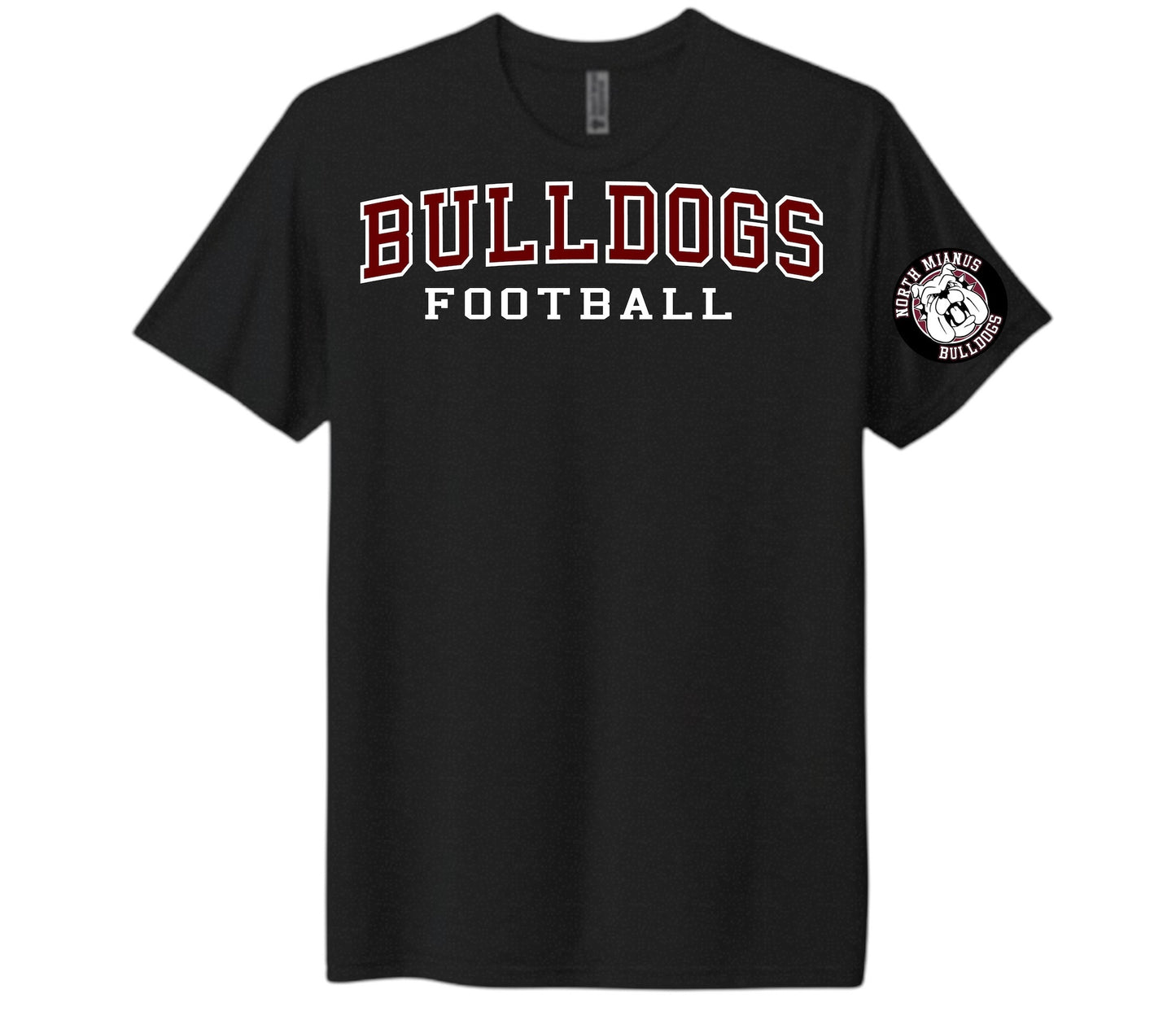 2026 Bulldogs Arc Text T-shirt w Logo on Sleeve (CUSTOMIZE)