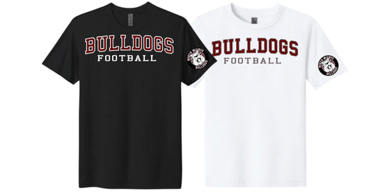 2026 Bulldogs Arc Text T-shirt w Logo on Sleeve (CUSTOMIZE IT!)