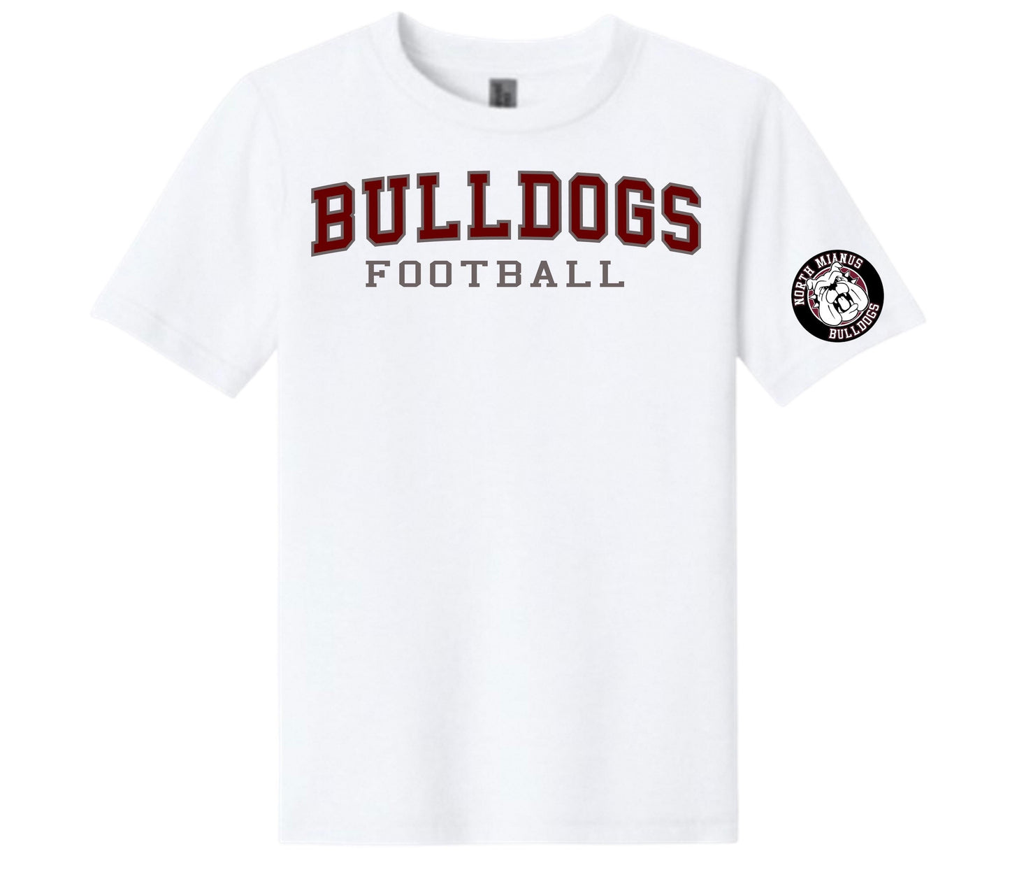 2026 Bulldogs Arc Text T-shirt w Logo on Sleeve (CUSTOMIZE)