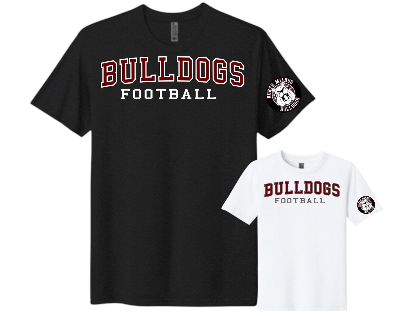 2026 Bulldogs Arc Text T-shirt w Logo on Sleeve (CUSTOMIZE)